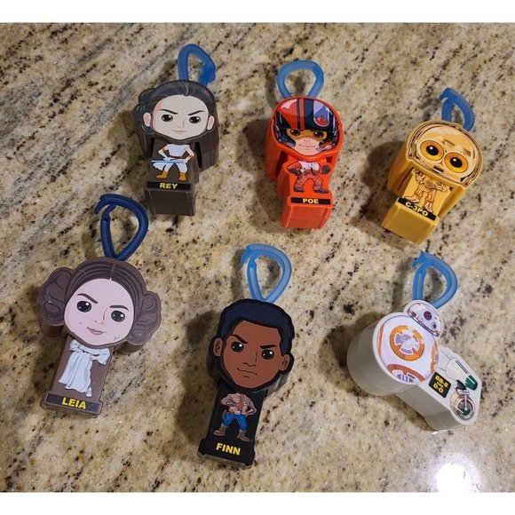 Star Wars Happy Meal Fast Food Toy Lot of 6 Keychains McDonald's 2019 - Picture 1 of 11